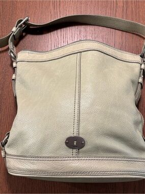 Vintage Fossil Maddox Olive Green Leather Shoulder Bag